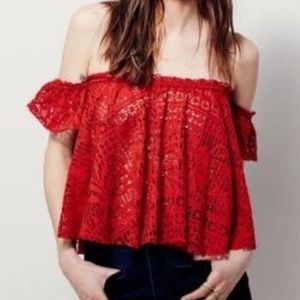 FP Beach Free to Be Eyelet Off the Shoulder Top